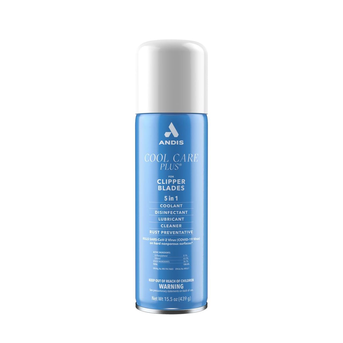 Andis Cool Care Plus 5in1 spray can for quick blade care.