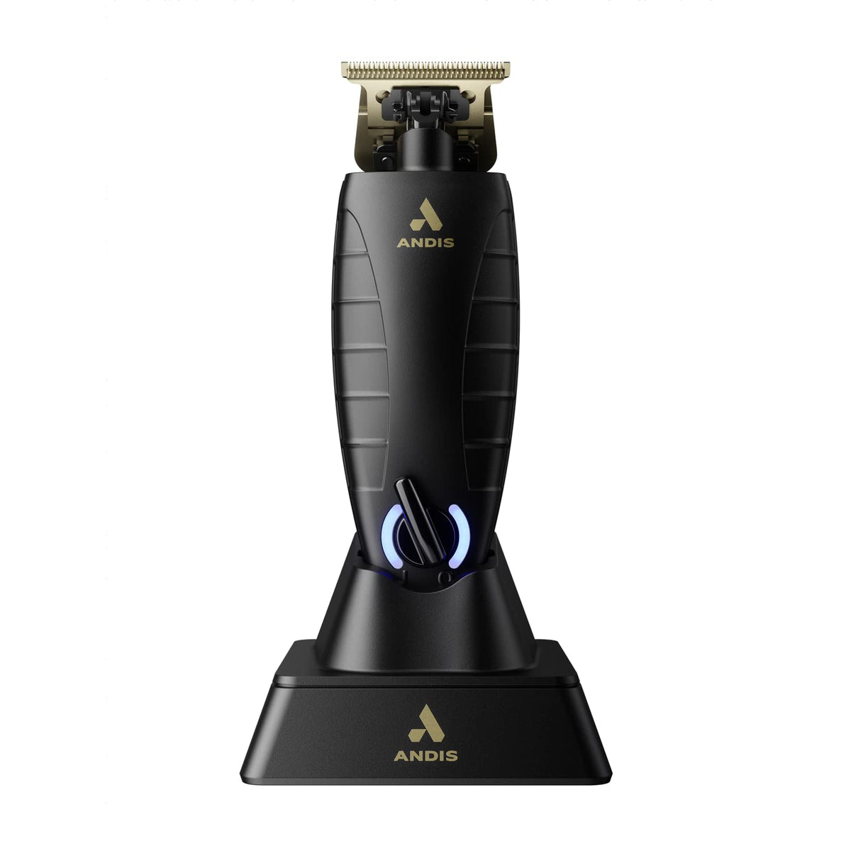 Andis GTX-EXO trimmer blade close-up highlighting gold GTX-Z blades for precise cuts