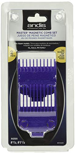 Andis Master magnetic comb 1.5in in purple for longer guard options and smooth trims.