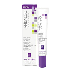 Andalou Naturals Deep Wrinkle Dermal Filler bottle for daily wrinkle care on dry skin.