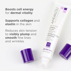 Andalou Naturals Deep Wrinkle Dermal Filler texture close-up reveals rich, hydrating cream.