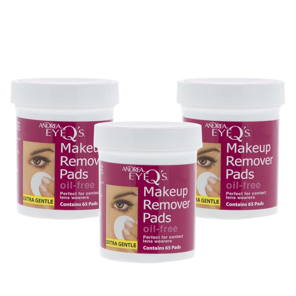 Andrea Eye Q's oil-free remover pads closeup, gentle makeup removal for sensitive eyes.