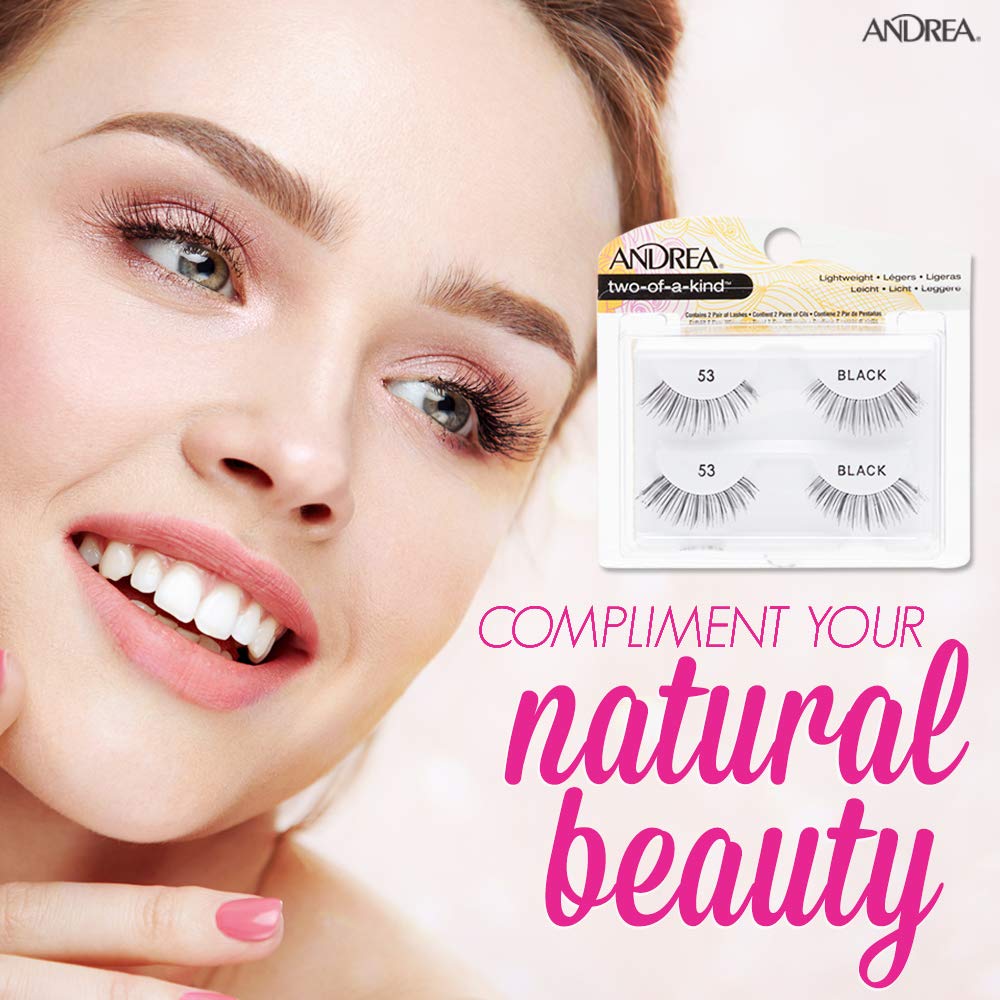 Andrea Two of a Kind Lashes 53 closeup black fiber shows premium material for fuller, natural length.