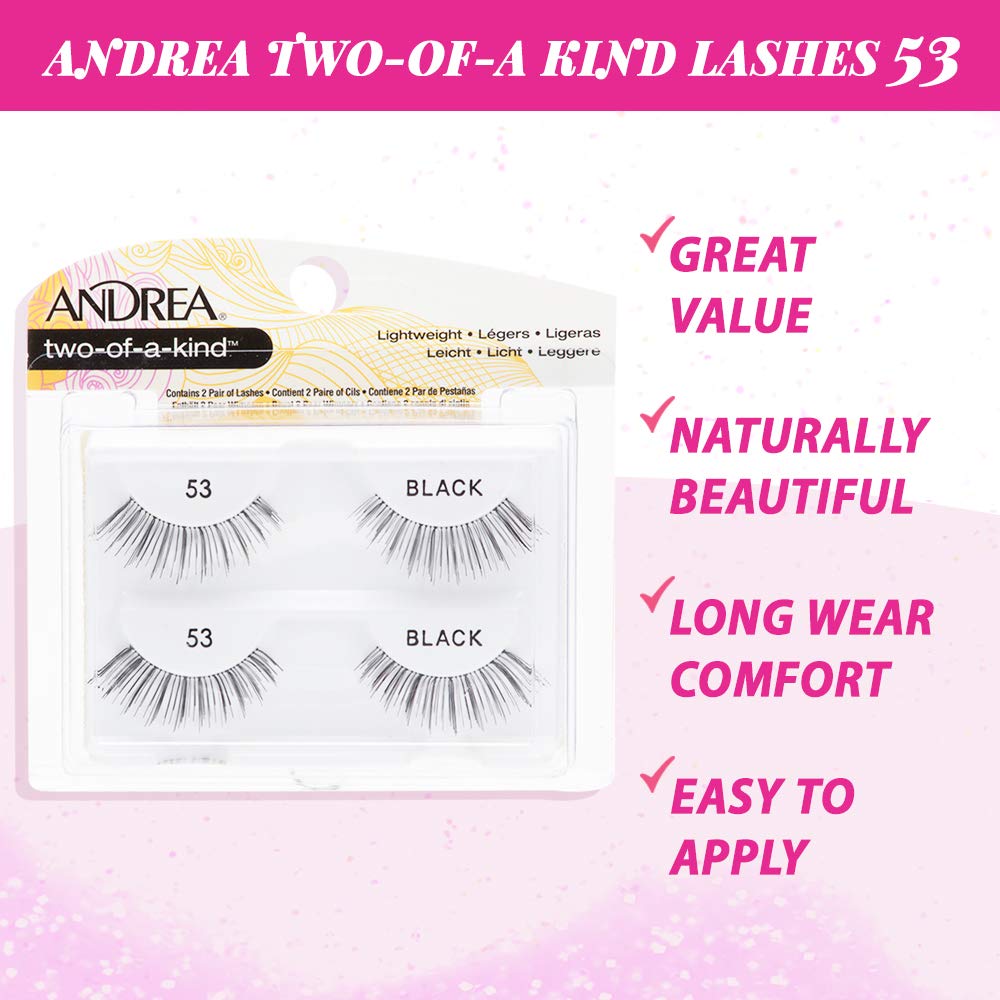 Andrea Two of a Kind Lashes 53 rounded-lash-style blends with natural lashes for balanced volume.
