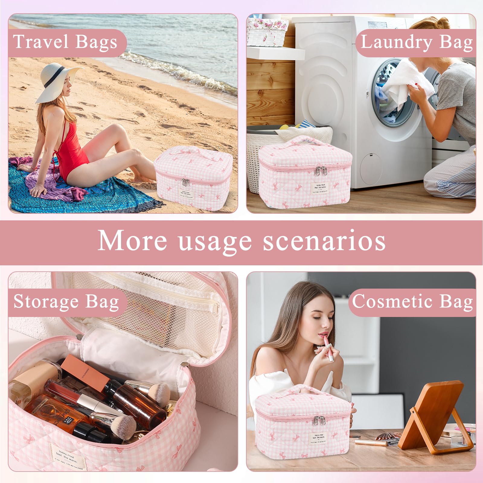 Anfly 3-piece set largest bag — roomy space for skincare and makeup