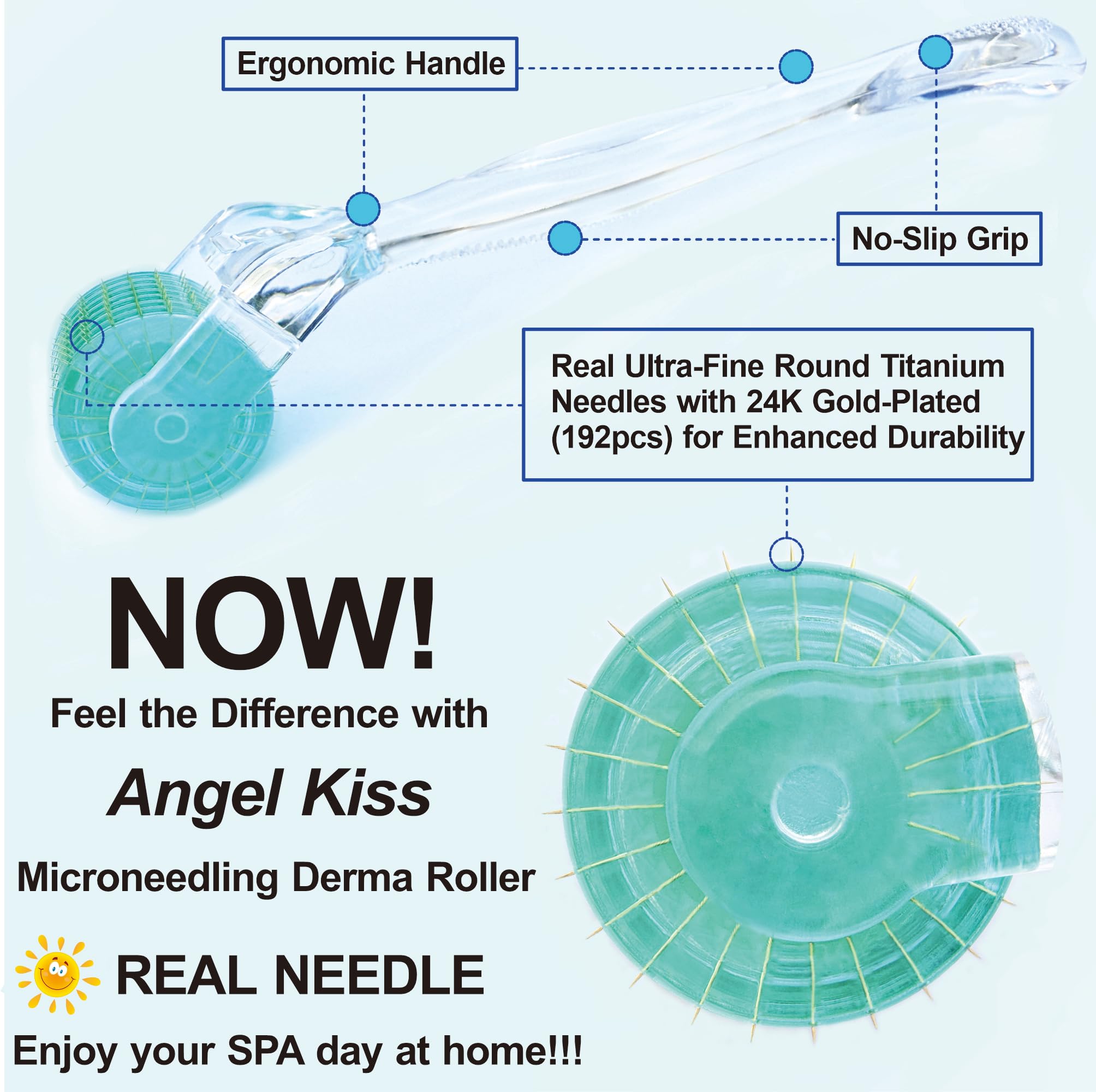 Angel Kiss Derma Roller 192-titanium-needles conveys durability and professional-grade precision.