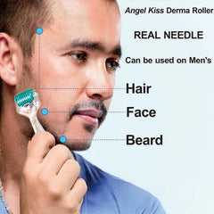 Angel Kiss Derma Roller beard-treatment targets facial hair grooming with subtle body glow.