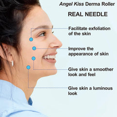 Angel Kiss Derma Roller face-application allows smooth serum absorption and a refreshed look.