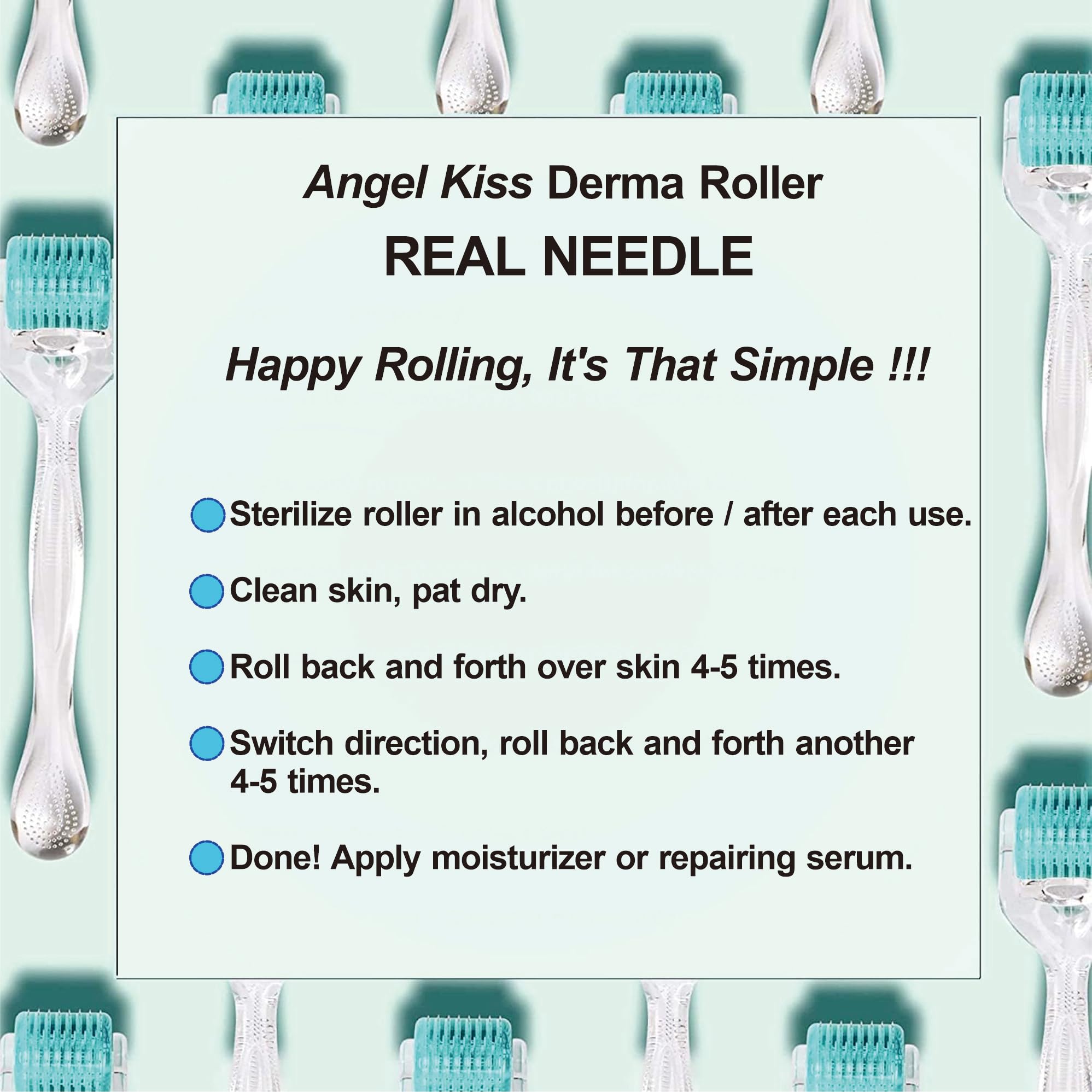 Angel Kiss usage-tips image hints at proper rolling technique and safety.