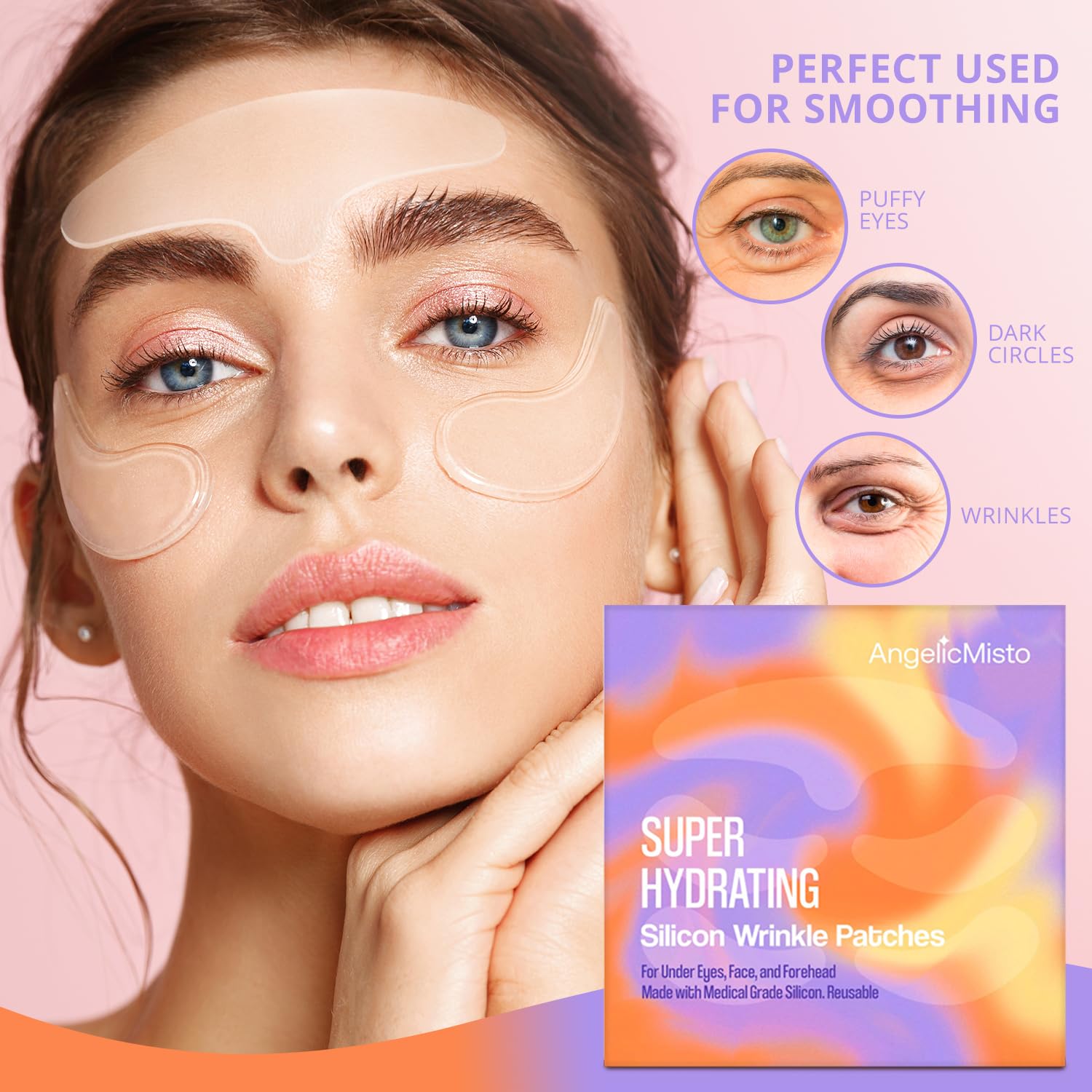 AngelicMisto packaging emphasizes eco-friendly, reusable silicone patches