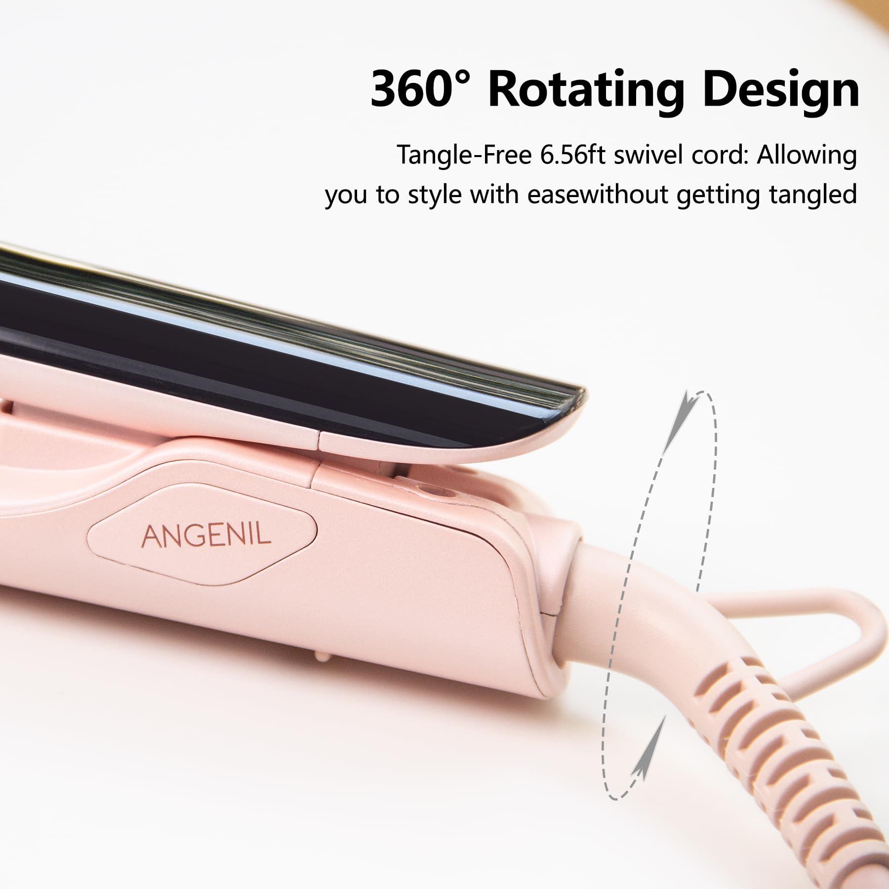angenil pro round pink dual voltage hair straightener gift packaging with facial cleansing brush