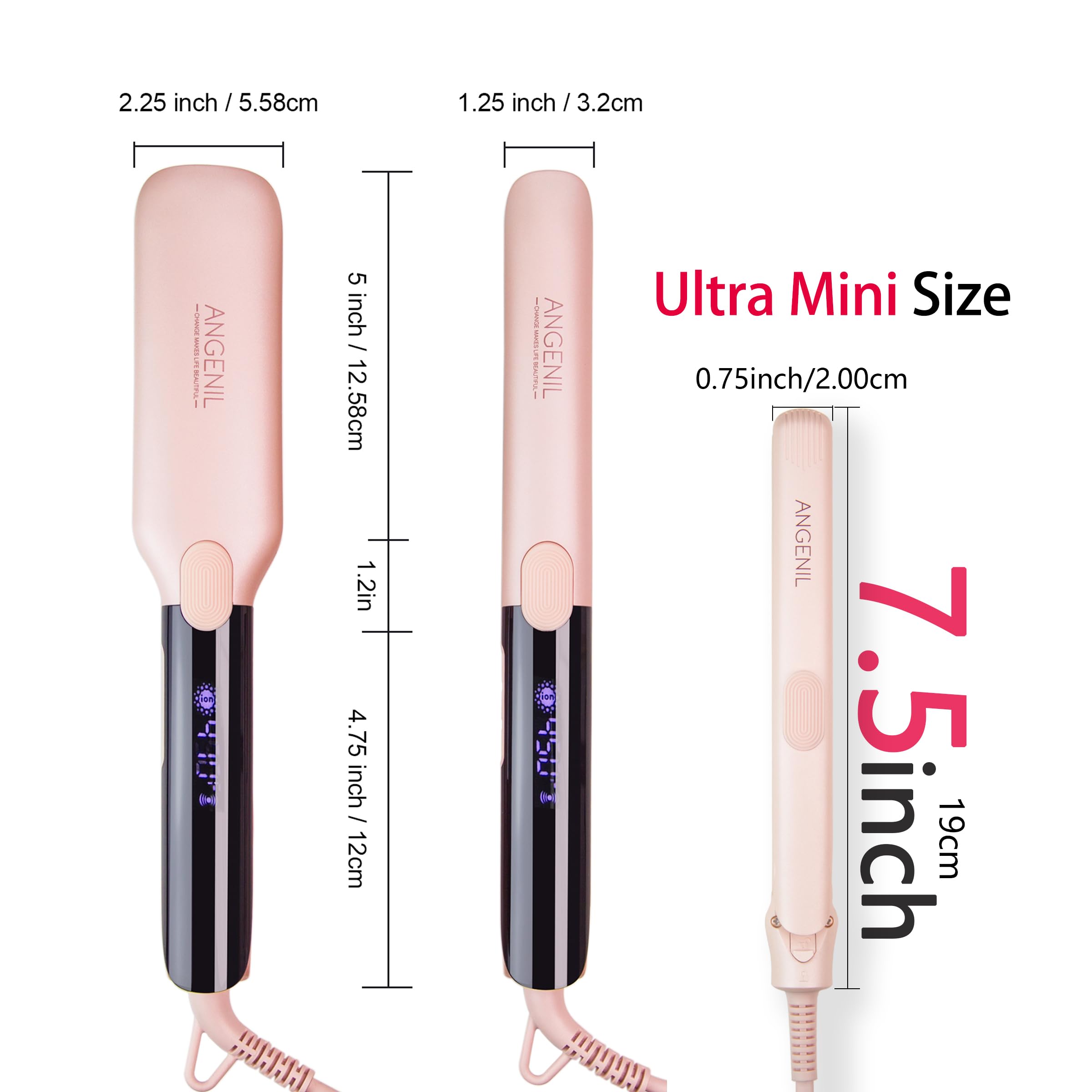 Angenil Ultra Mini Hair Straightener 7.5 inch body provides comfortable grip