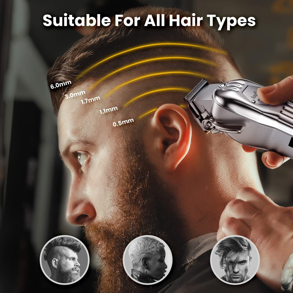 AngFan 440C blades with self-sharpening edges for snag-free grooming.