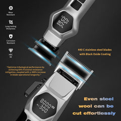 ANGFAN 440C steel blades close-up highlights durability and sharpness for precise fades.