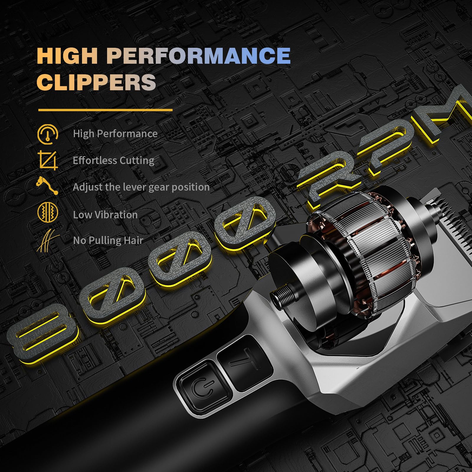 ANGFAN 8000RPM brushless motor detail showcases smooth, efficient cutting performance.