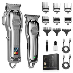 AngFan professional hair clippers with LCD display for cordless, precise home grooming.