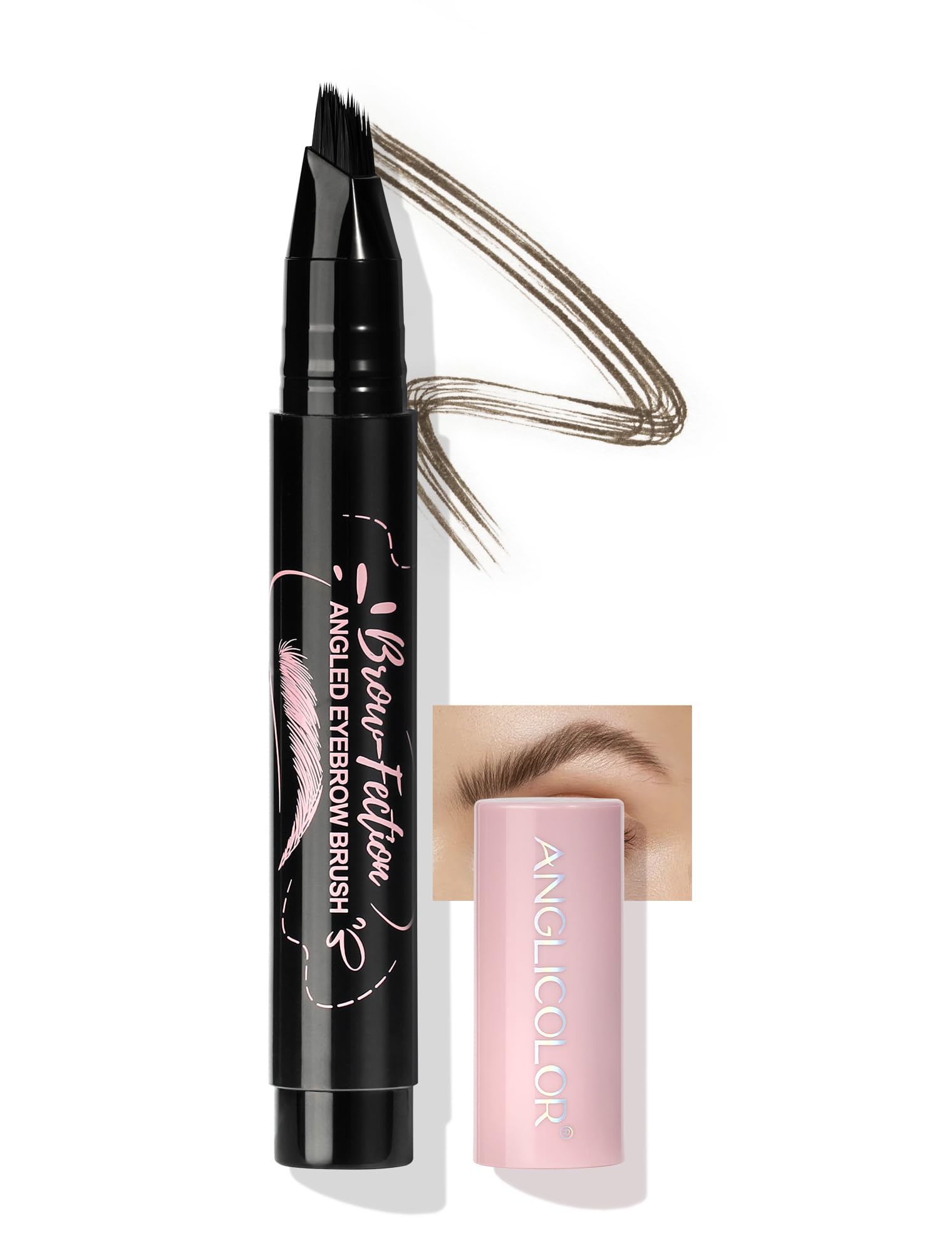 Anglicolor Eyebrow Pen in Tawny Brown with angled tip for precise hair-like strokes.
