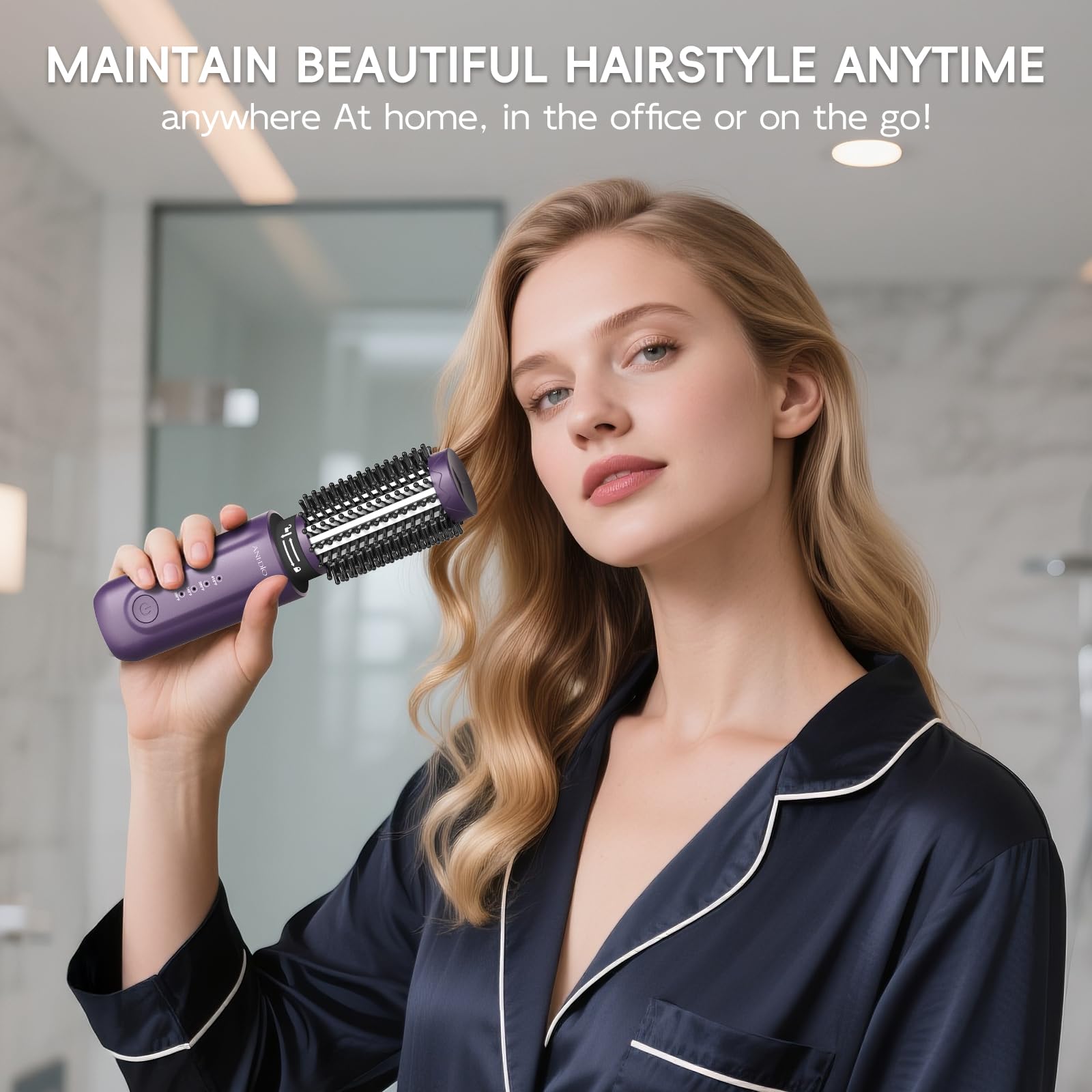 ANI·DIO cordless curling iron brush 360-degree anti-scald teeth for safe styling