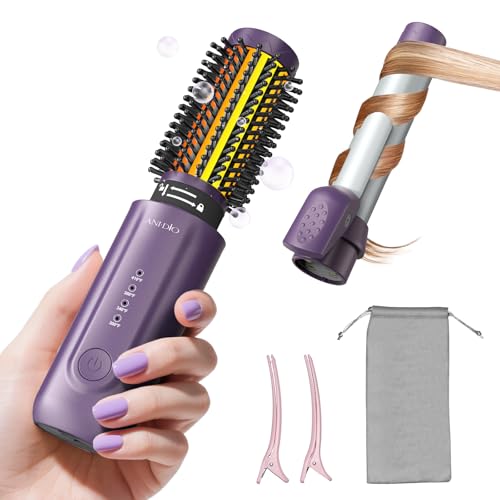 ANI·DIO cordless curling iron brush compact travel design for on-the-go styling
