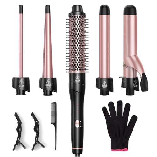 ANIEKIN 5-in-1 curling set with interchangeable handle enables versatile styling on all hair types.