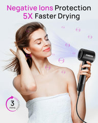 ANIEKIN hair dryer with brushless motor highlights powerful, quiet airflow.