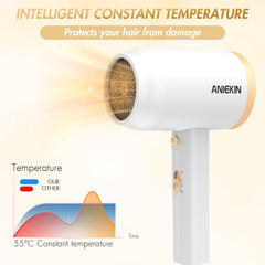 Aniekin diffuser attachment provides even airflow for smoother curls and waves.