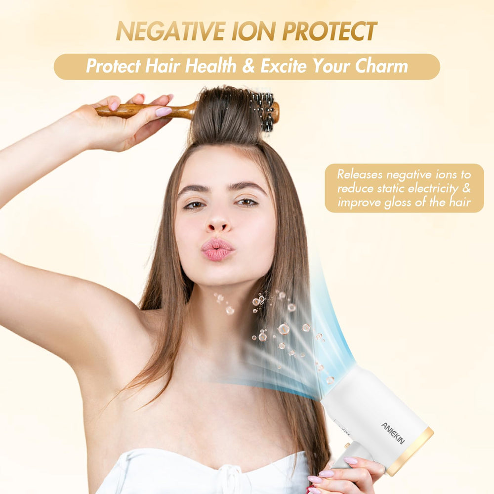 Aniekin hair dryer lightweight design makes styling comfortable and portable.