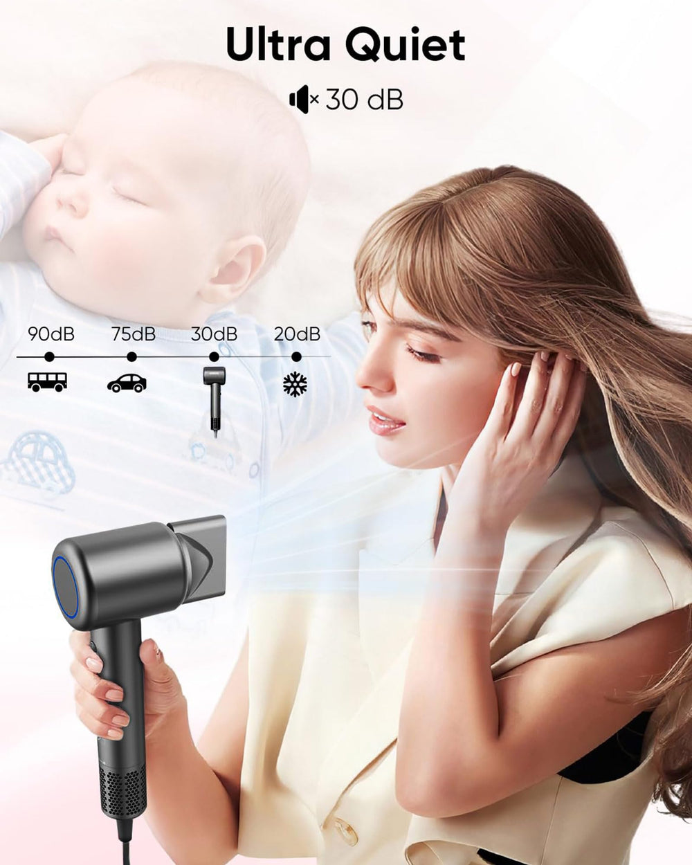 ANIEKIN hair dryer negative ions emission for moisture retention and silkiness