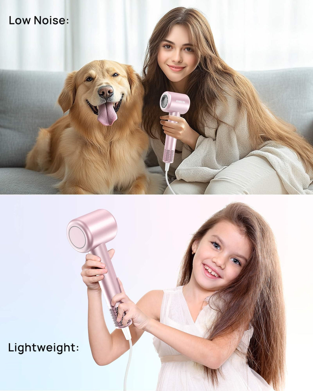 ANIEKIN hair dryer pink packaging highlighting gift-ready presentation