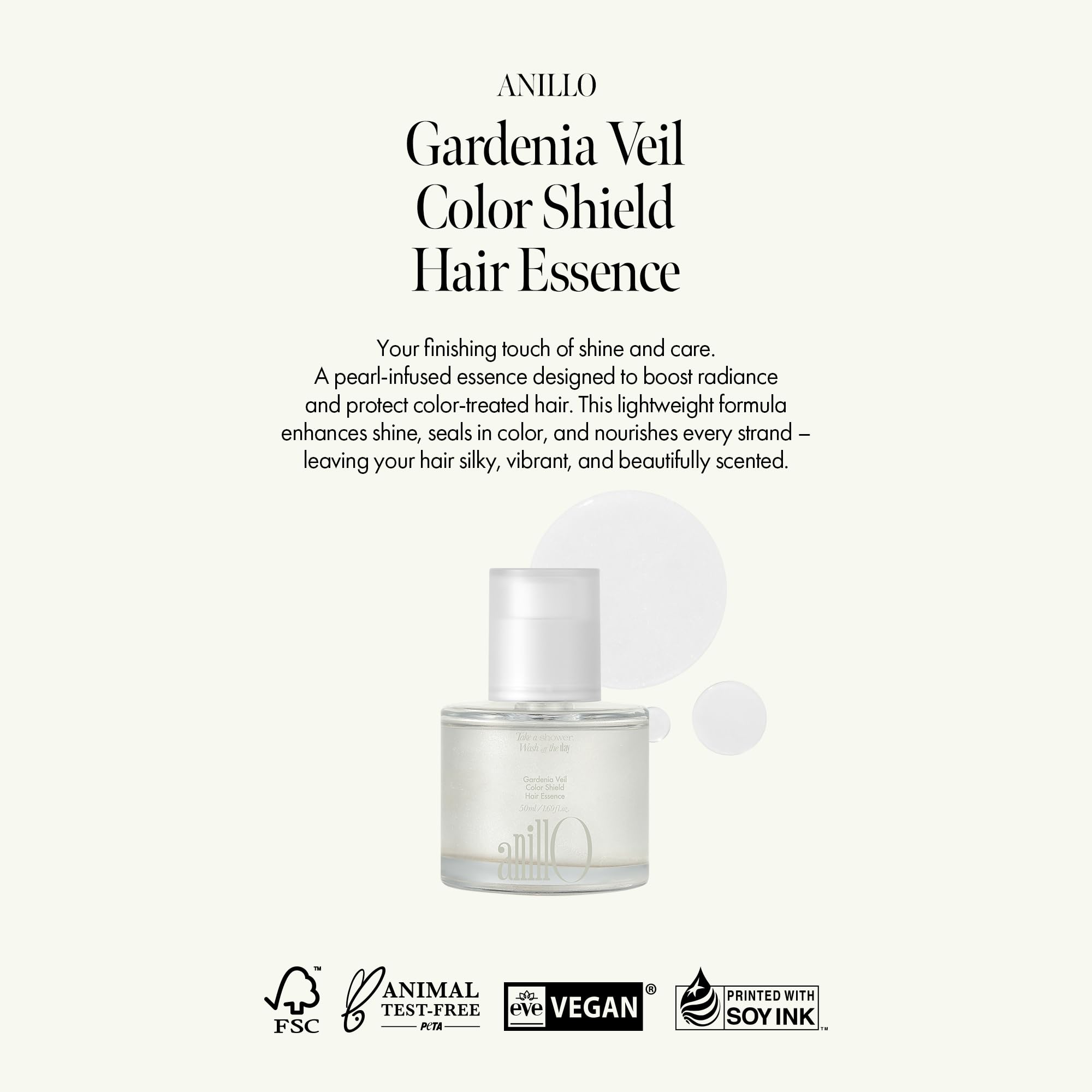 ANILLO Gardenia Veil hair application demonstrates easy dispensing for quick color-retention boost.