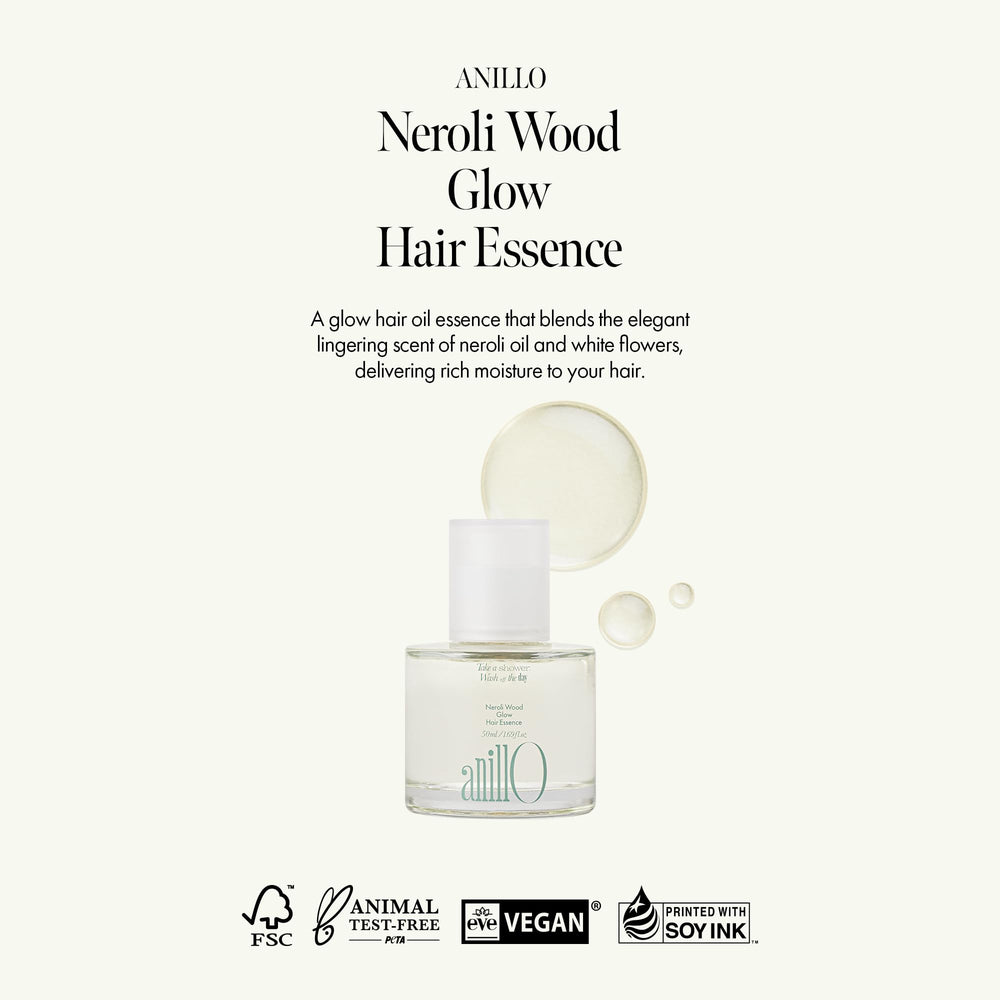 ANILLO Neroli Glow Hair Essence dropper enabling precise daily hydration.