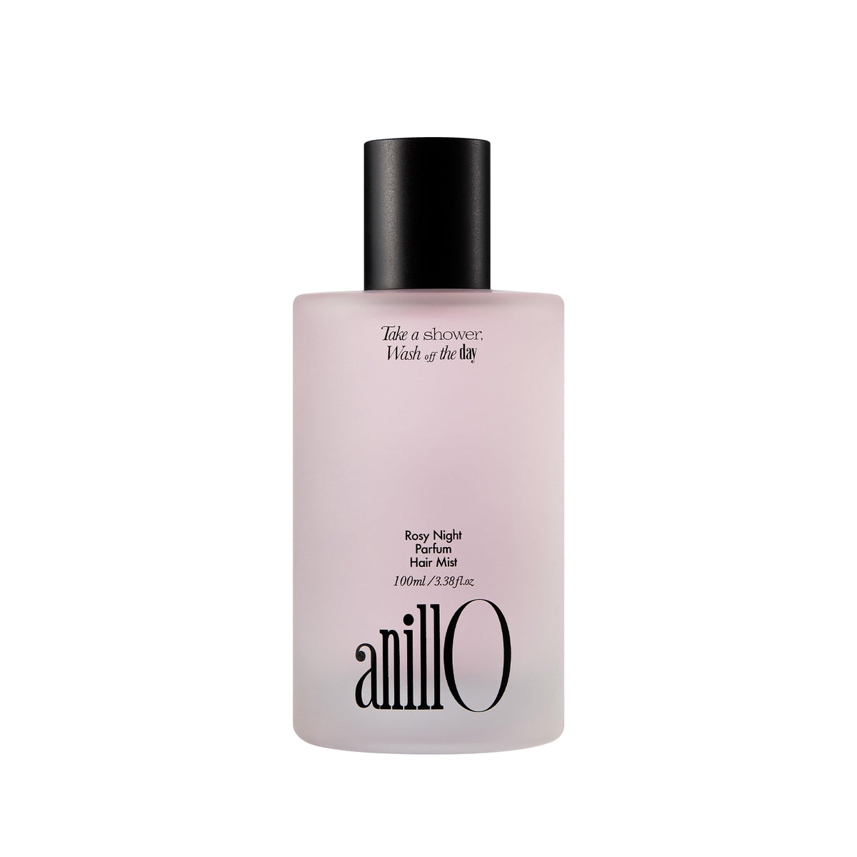 ANILLO Rosy Night bottle closeup highlights long-lasting fragrance for all hair types.