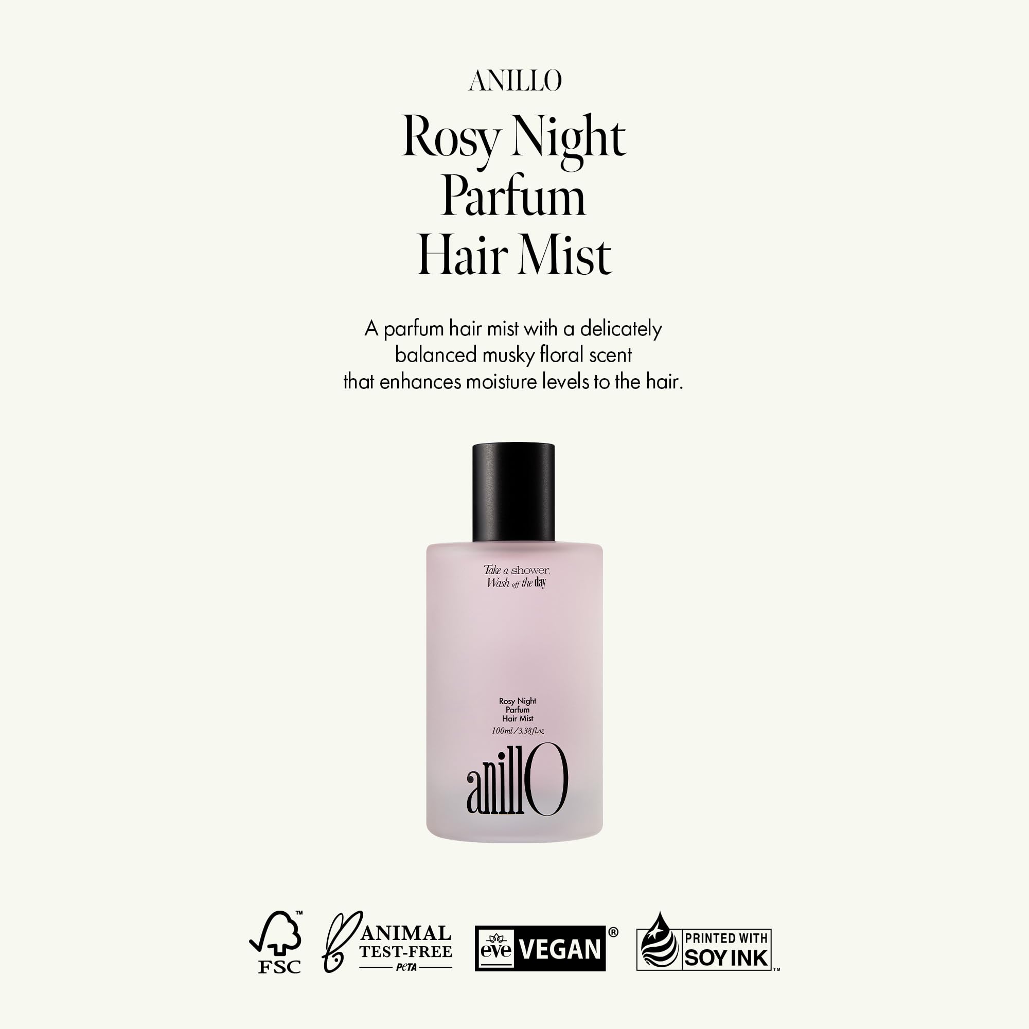 ANILLO Rosy Night mist dispense shows easy daily use and even scent distribution.