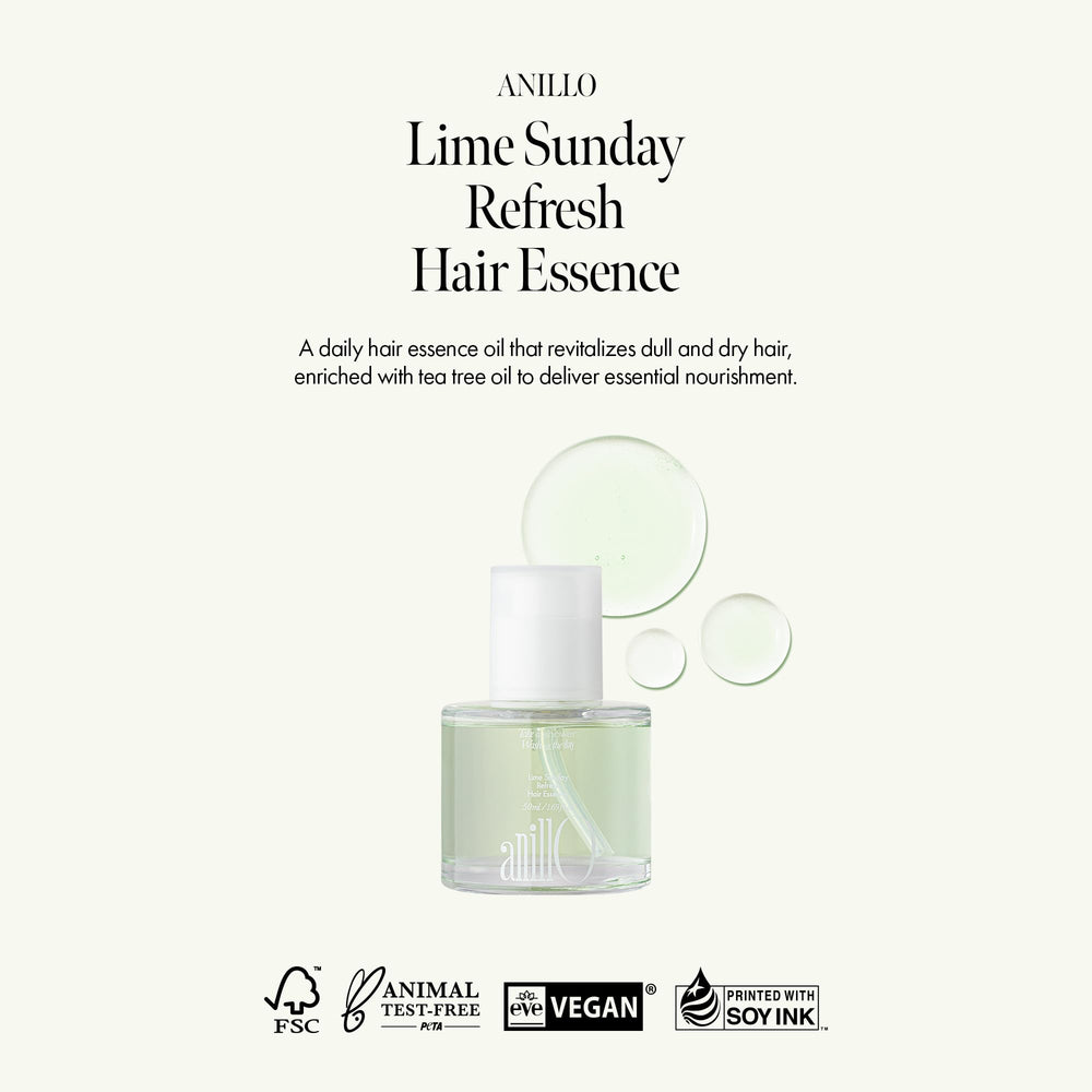 ANILLO Sunday Refresh ingredients green tea visualize soothing scalp antioxidants.