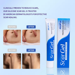 ANJIEYA silicone scar gel packaging shown for easy travel scar care.