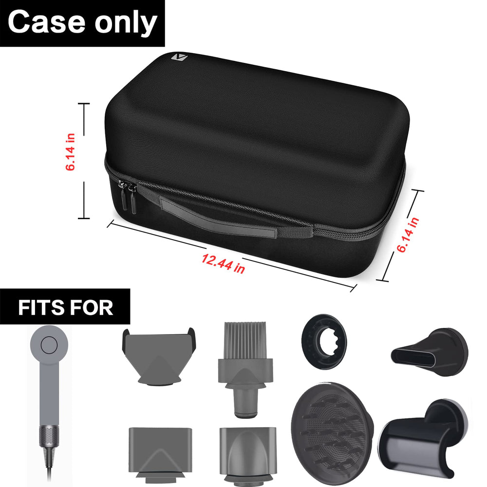 ANKHOH Dyson Supersonic case holder side-pocket view highlighting organized storage for nozzles and brushes.