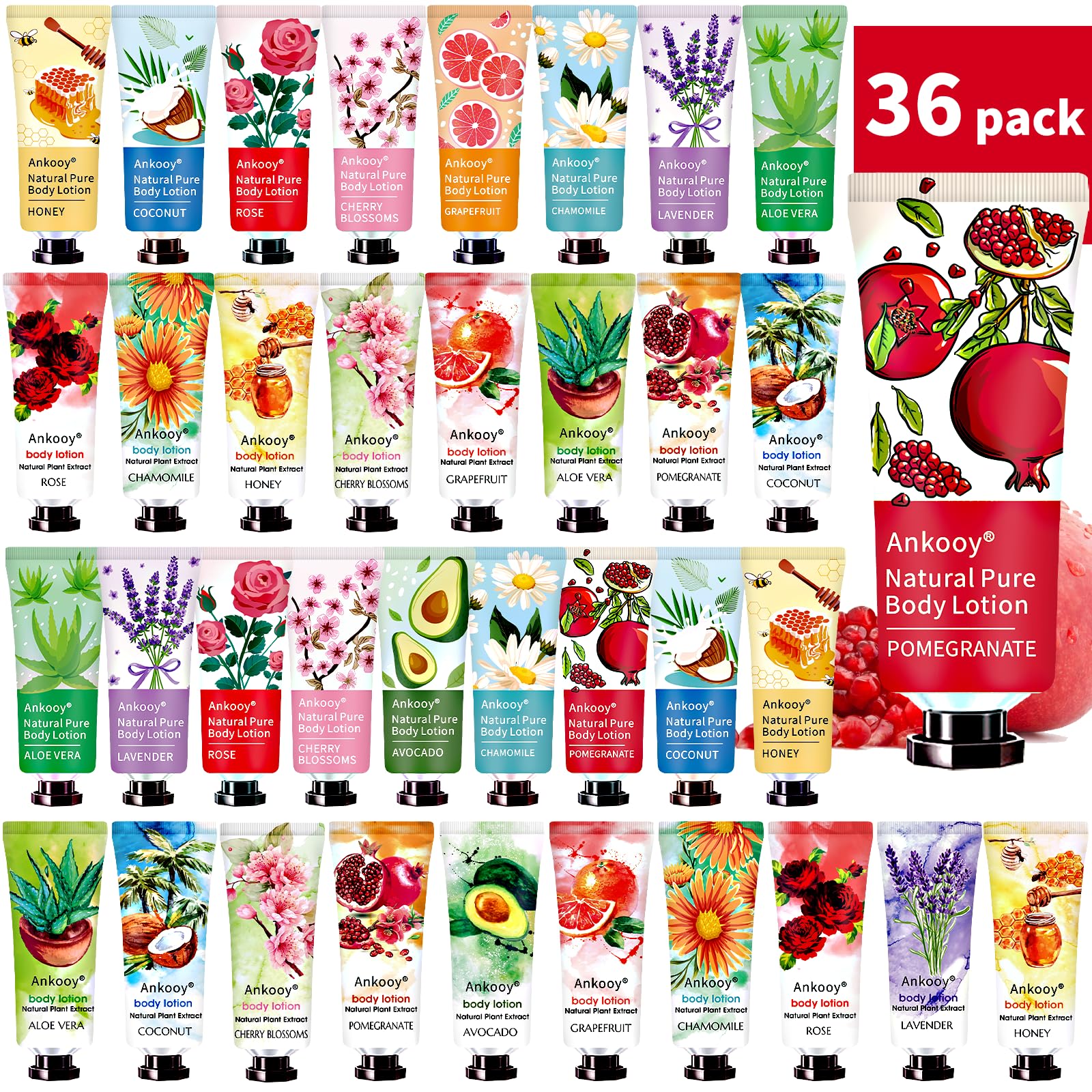 ANKOOY 36-pack lotion set packaging shows gift-ready, fragrance-rich collection