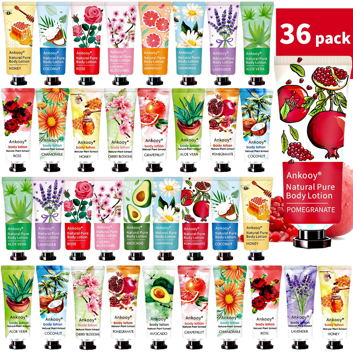 ANKOOY 36-pack lotion set packaging shows gift-ready, fragrance-rich collection