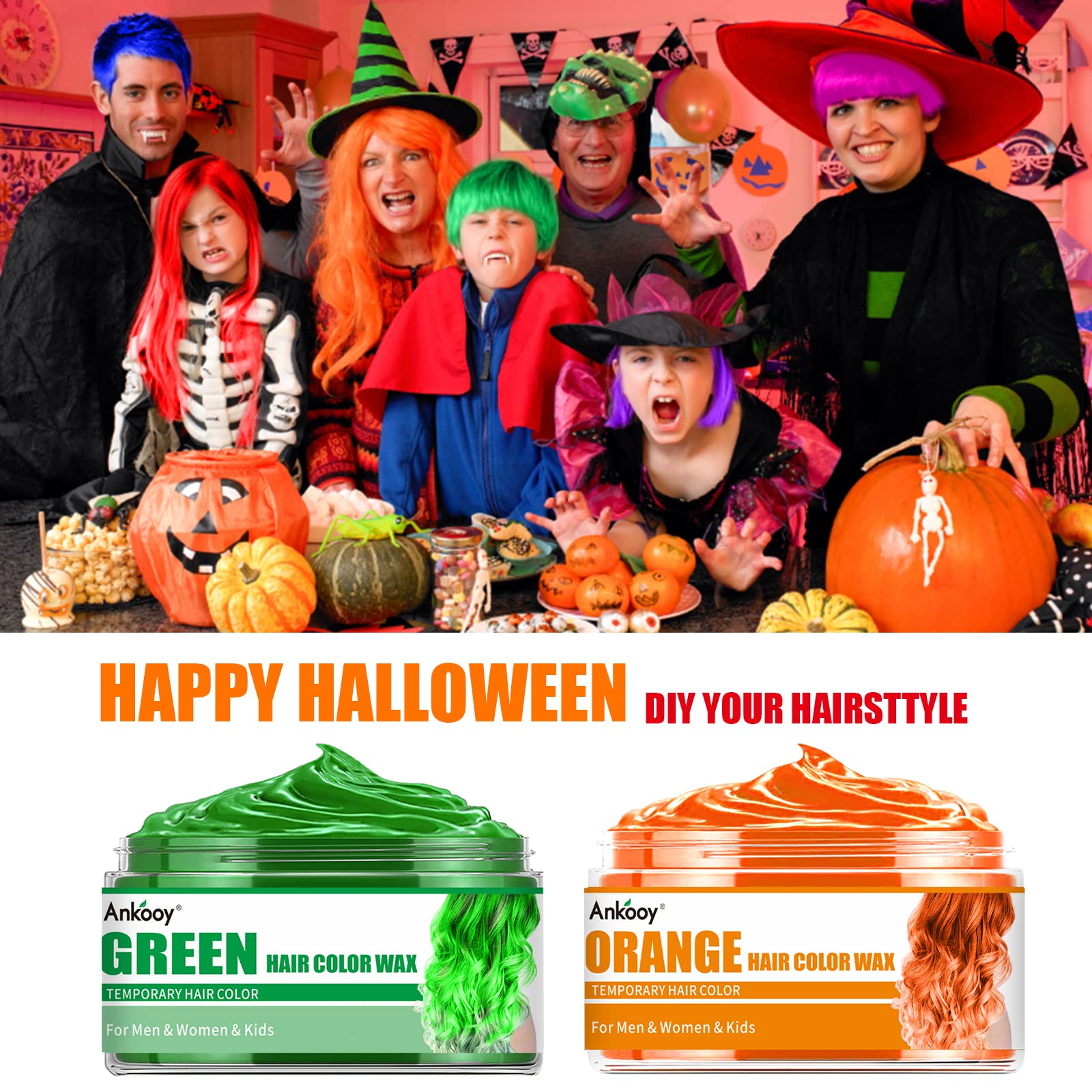 ANKOOY orange wax streak showing bold look for costume or party