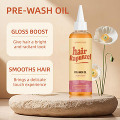 ANNASPEAK Rapunzel hair oil jojoba close-up emphasizes scalp nourishment and smoothness.