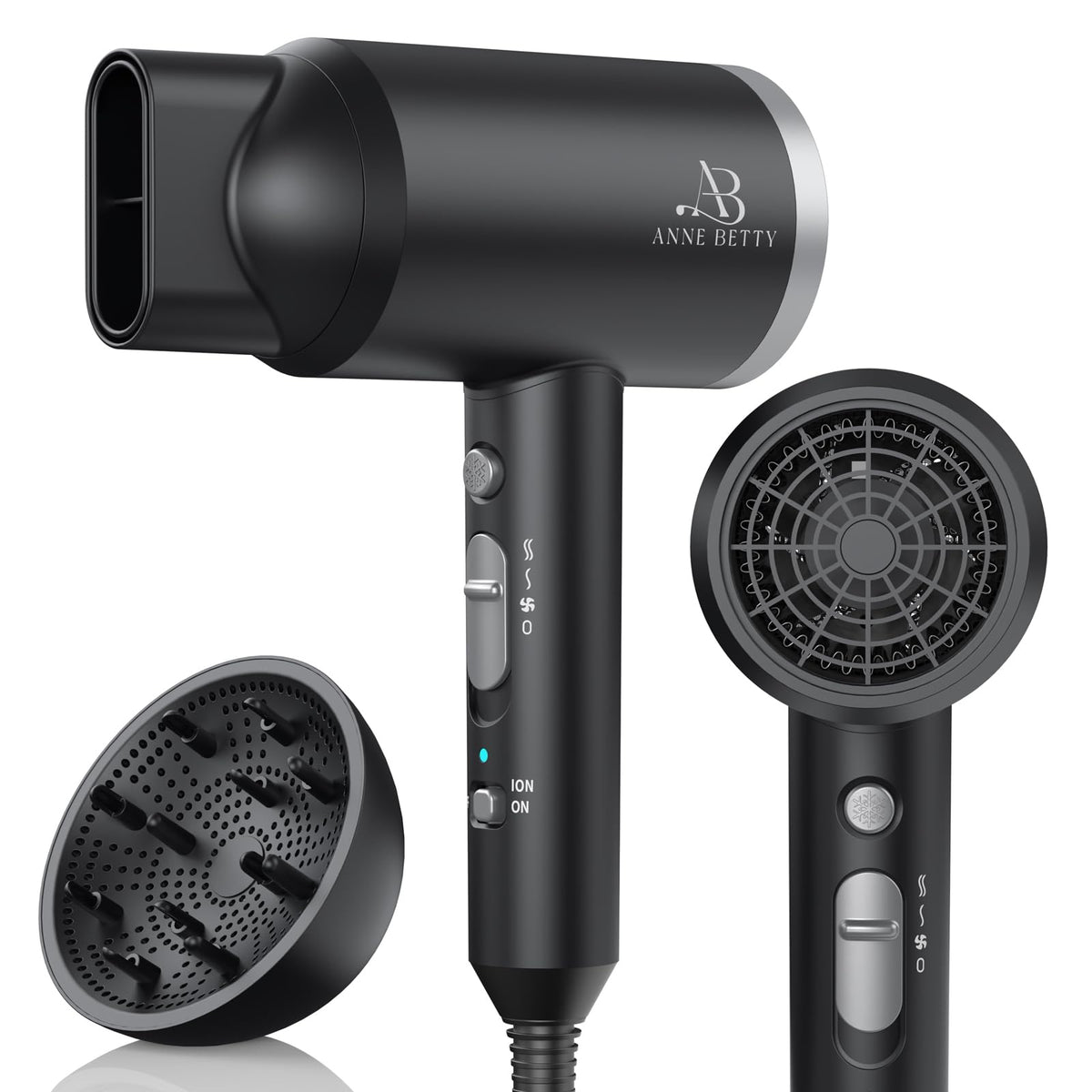 ANNE BETTY ionic hair dryer 1800W motor quick-drying for busy mornings