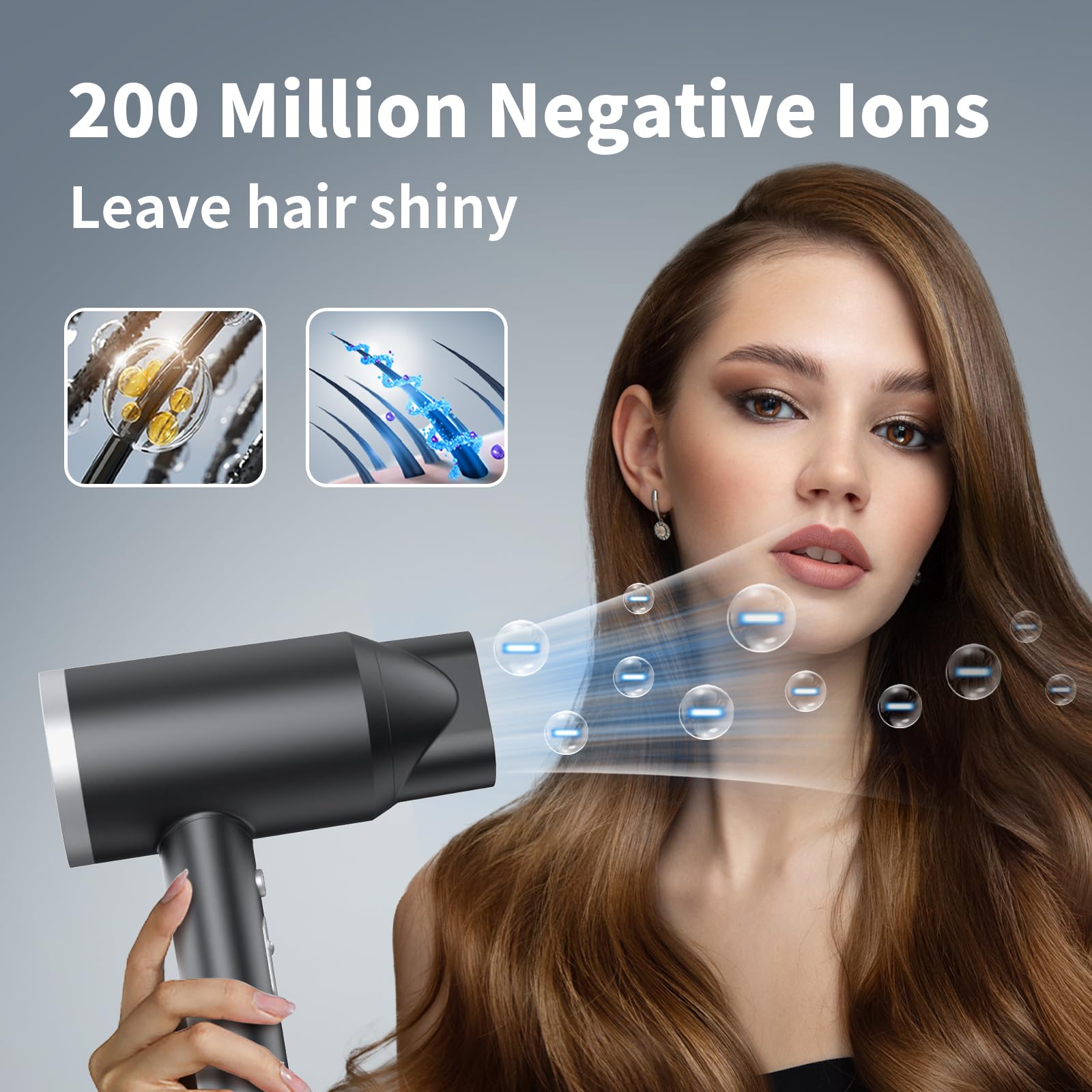 ANNE BETTY ionic hair dryer compact design with travel-friendly storage