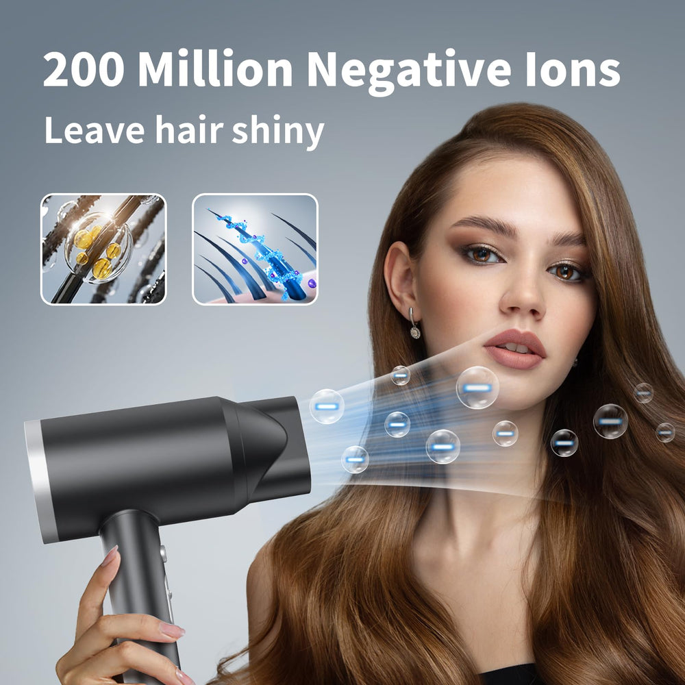 ANNE BETTY ionic hair dryer compact design with travel-friendly storage