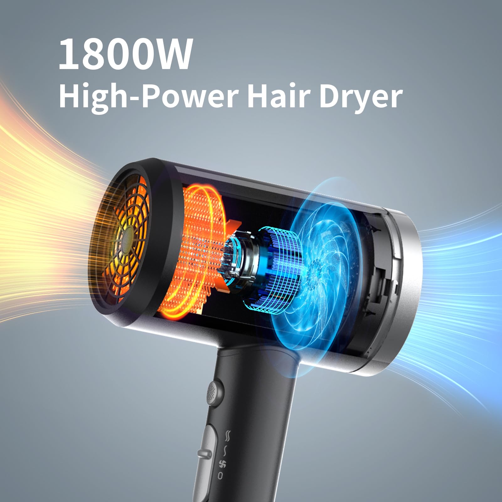 ANNE BETTY ionic hair dryer with diffuser attachment defines curls with minimized frizz