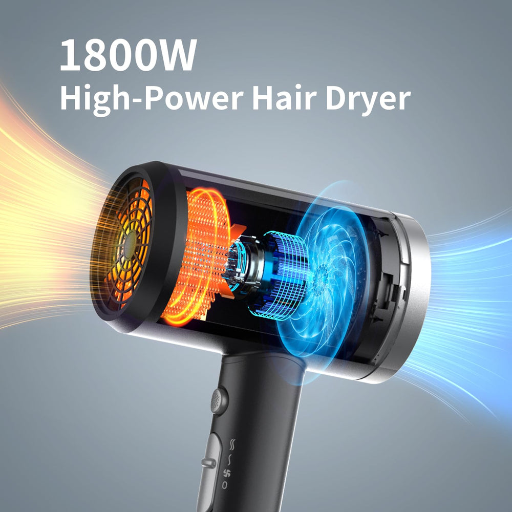 ANNE BETTY ionic hair dryer with diffuser attachment defines curls with minimized frizz