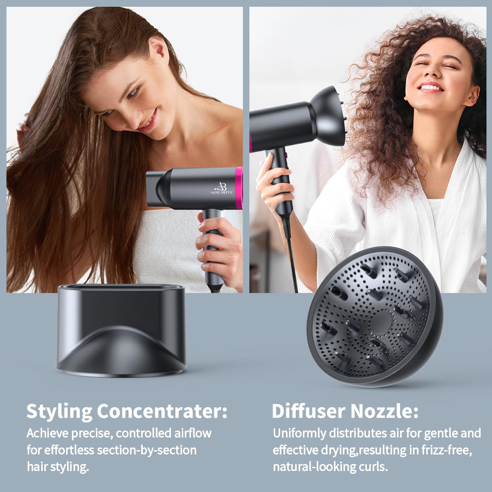ANNE BETTY Ionic Dryer in a salon setting for professional results with diffuser