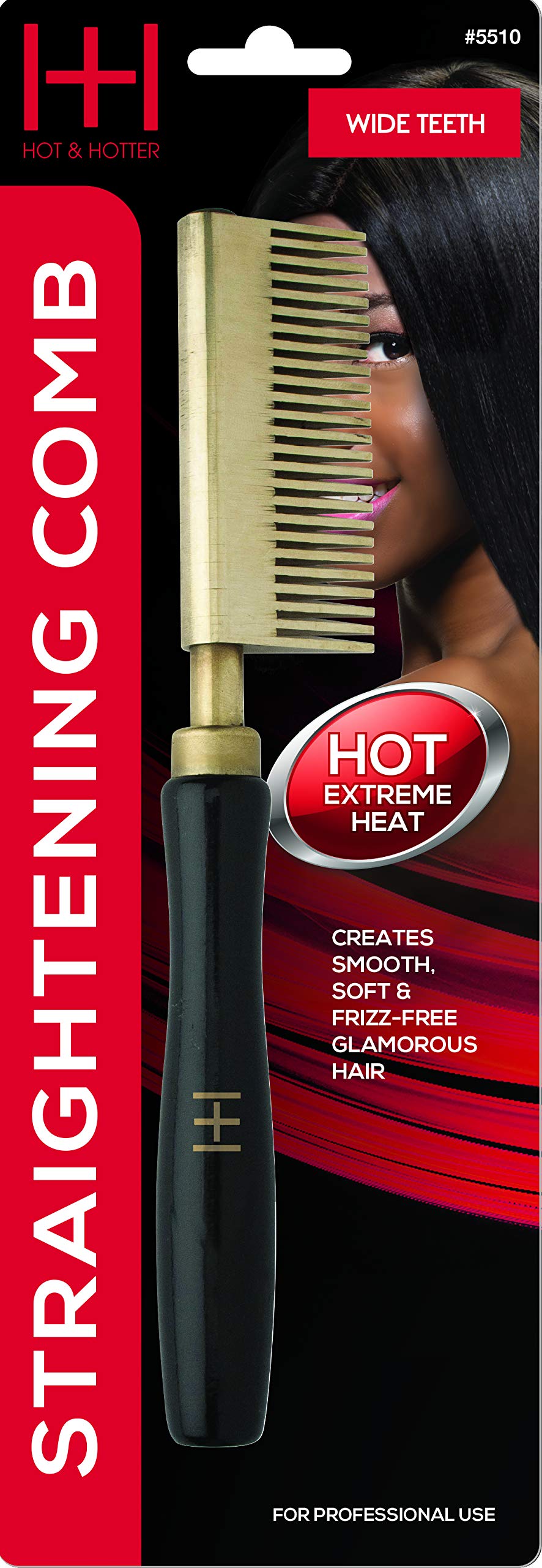 Annie Straightening Comb wide-teeth front view highlights ergonomic design for easy styling