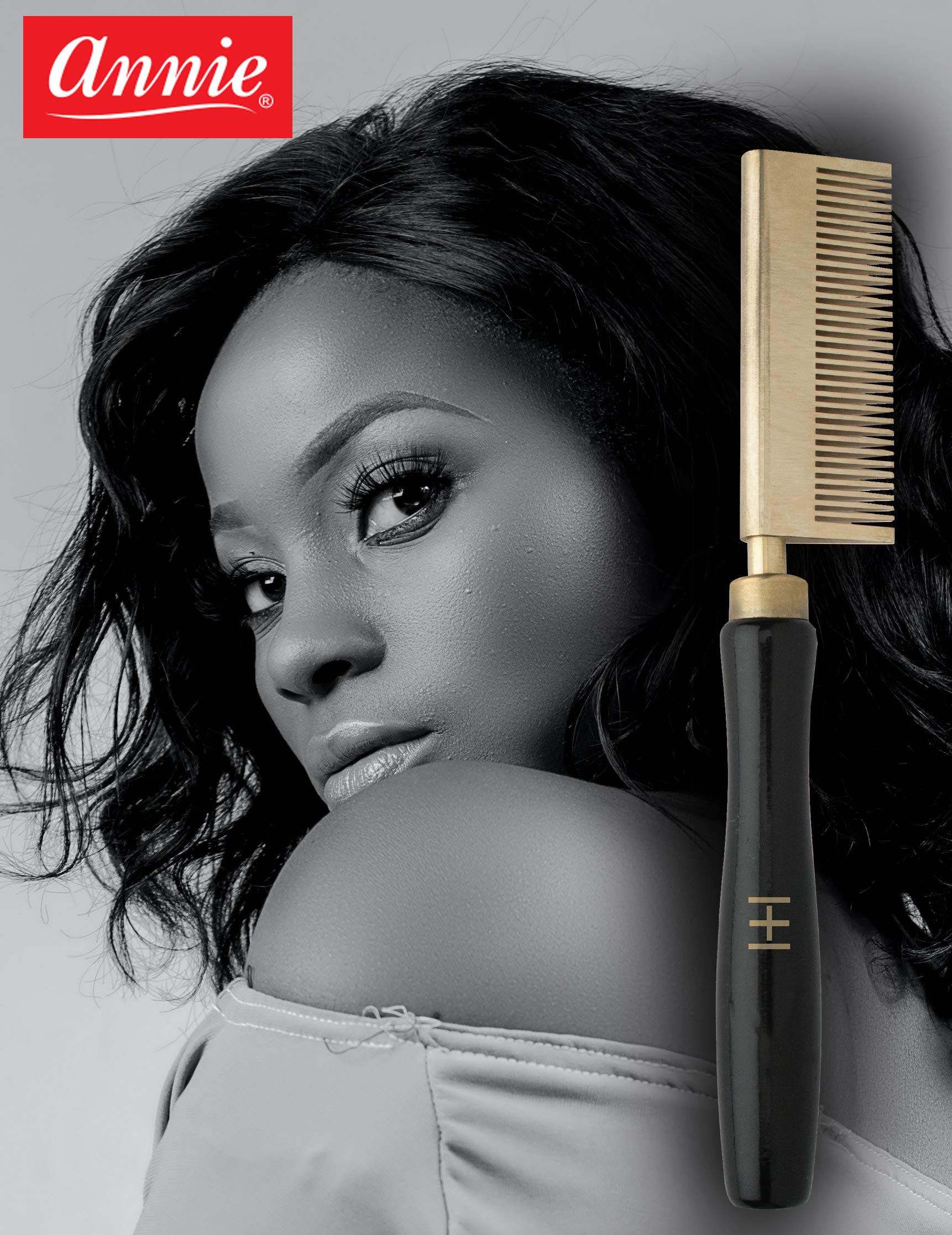 Annie Straightening Comb wide-teeth in-use showing gentle glide through hair