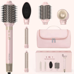 ANNLARY 5-in-1 ionic hot air styler setup for versatile at-home styling options.
