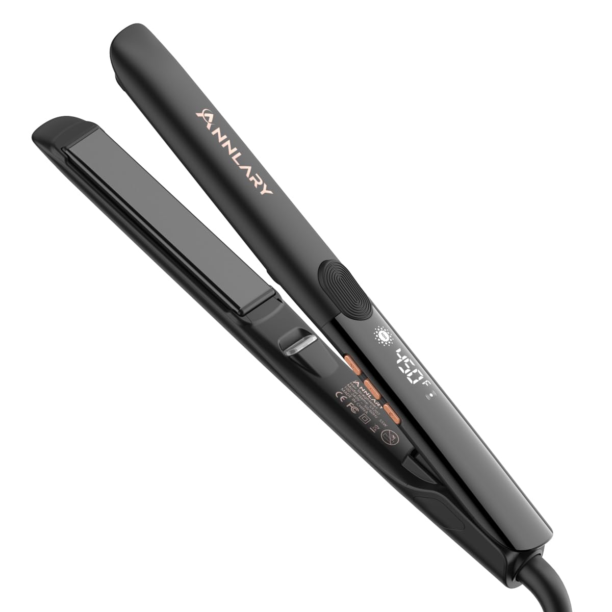 ANNLARY hair straightener with 1-inch titanium ceramic plate for smooth, frizz-free styles.